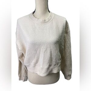 Lululemon Textured Cropped Crewneck Sweatshirt Size 6/8 Cream / Off-White